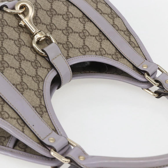 GUCCI GG Supreme Hand Bag PVC Beige Gold 203495 Auth 159773