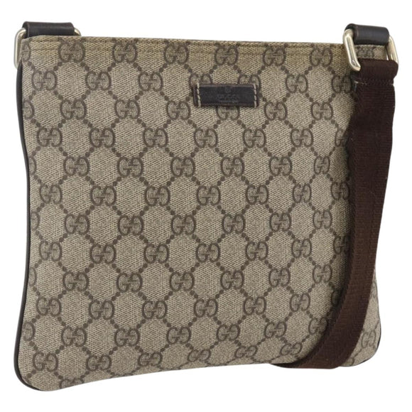 GUCCI GG Supreme Shoulder Bag PVC Beige Gold 201538 Auth 159774