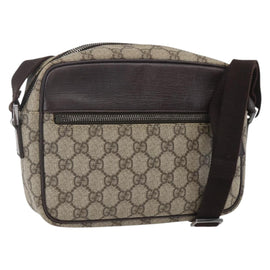 GUCCI GG Supreme Shoulder Bag PVC Beige Silver 114291 Auth 159775