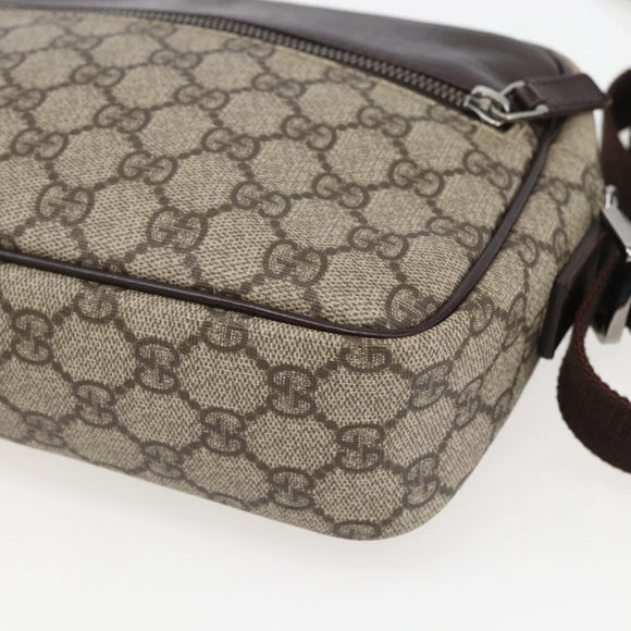 GUCCI GG Supreme Shoulder Bag PVC Beige Silver 114291 Auth 159775