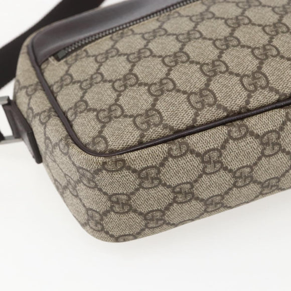 GUCCI GG Supreme Shoulder Bag PVC Beige Silver 114291 Auth 159775