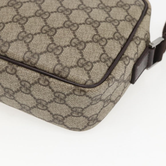 GUCCI GG Supreme Shoulder Bag PVC Beige Silver 114291 Auth 159775