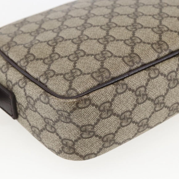 GUCCI GG Supreme Shoulder Bag PVC Beige Silver 114291 Auth 159775