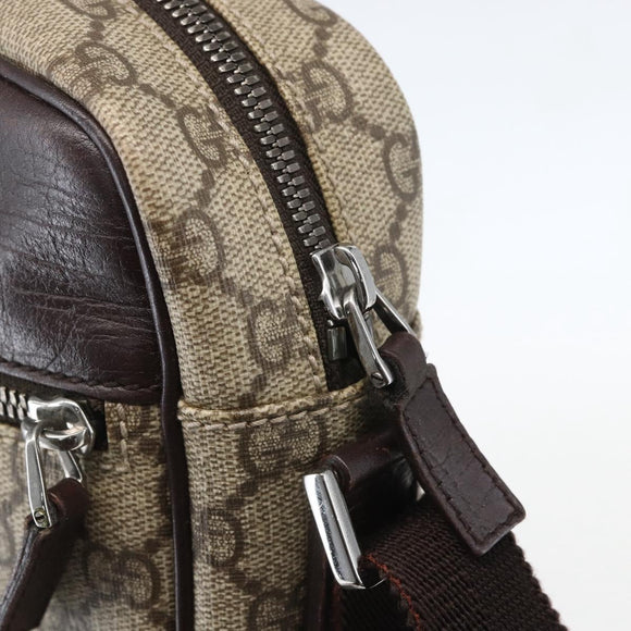 GUCCI GG Supreme Shoulder Bag PVC Beige Silver 114291 Auth 159775