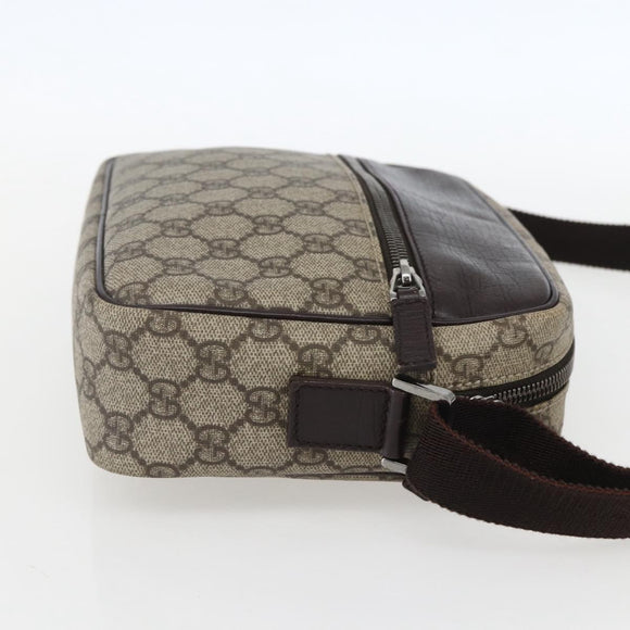 GUCCI GG Supreme Shoulder Bag PVC Beige Silver 114291 Auth 159775