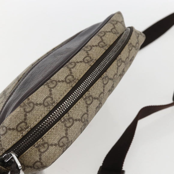 GUCCI GG Supreme Shoulder Bag PVC Beige Silver 114291 Auth 159775