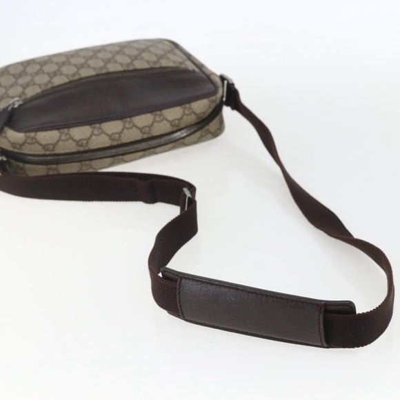 GUCCI GG Supreme Shoulder Bag PVC Beige Silver 114291 Auth 159775