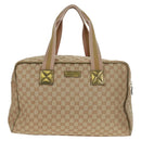 GUCCI GG Canvas Sherry Line Boston Bag Beige Gold pink 153240 Auth 159776-2