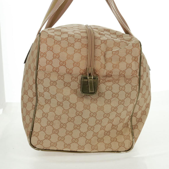 GUCCI GG Canvas Sherry Line Boston Bag Beige Gold pink 153240 Auth 159776