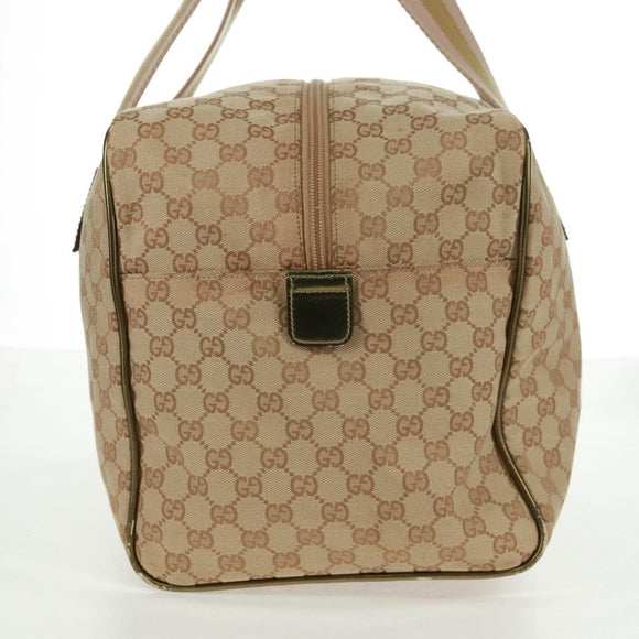 GUCCI GG Canvas Sherry Line Boston Bag Beige Gold pink 153240 Auth 159776