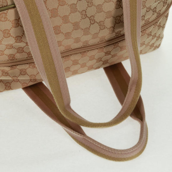 GUCCI GG Canvas Sherry Line Boston Bag Beige Gold pink 153240 Auth 159776
