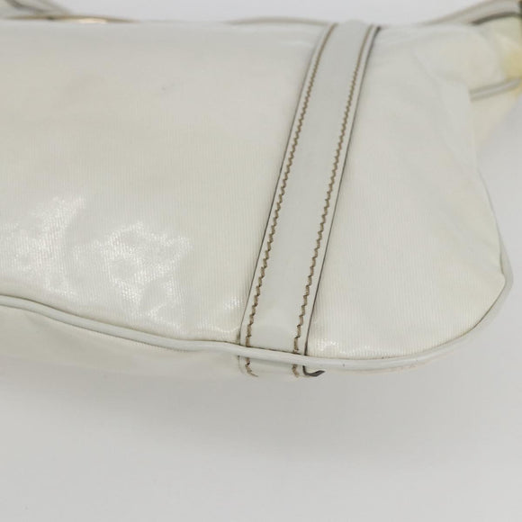 GUCCI Interlocking Web Sherry Line Bag Coated Canvas White 162740 Auth 159778
