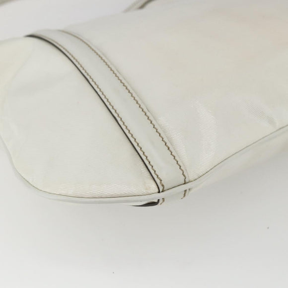 GUCCI Interlocking Web Sherry Line Bag Coated Canvas White 162740 Auth 159778
