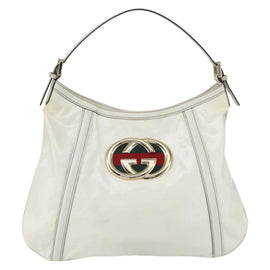 GUCCI Interlocking Web Sherry Line Bag Coated Canvas White 162740 Auth 159778 - 0