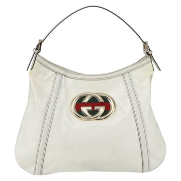 GUCCI Interlocking Web Sherry Line Bag Coated Canvas White 162740 Auth 159778 - 0