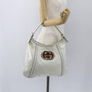 GUCCI Interlocking Web Sherry Line Bag Coated Canvas White 162740 Auth 159778-22