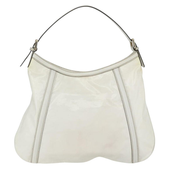 GUCCI Interlocking Web Sherry Line Bag Coated Canvas White 162740 Auth 159778