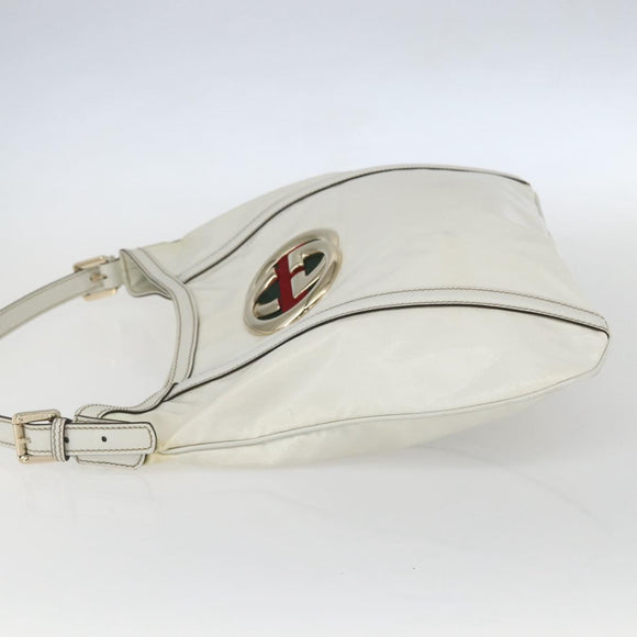 GUCCI Interlocking Web Sherry Line Bag Coated Canvas White 162740 Auth 159778