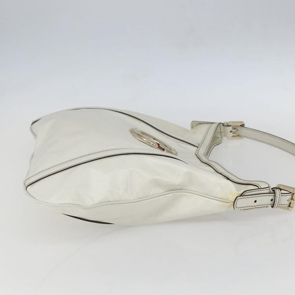 GUCCI Interlocking Web Sherry Line Bag Coated Canvas White 162740 Auth 159778