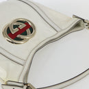 GUCCI Interlocking Web Sherry Line Bag Coated Canvas White 162740 Auth 159778-6