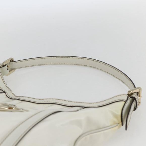 GUCCI Interlocking Web Sherry Line Bag Coated Canvas White 162740 Auth 159778