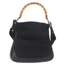 GUCCI Bamboo GG Canvas Hand Bag 2way Black Silver 001 4095 Auth 159780-1