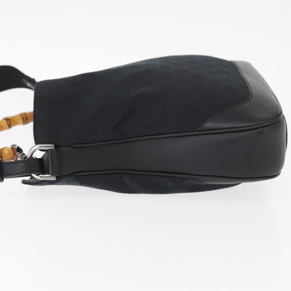 GUCCI Bamboo GG Canvas Hand Bag 2way Black Silver 001 4095 Auth 159780
