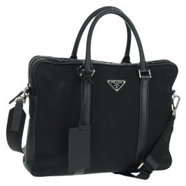 PRADA Hand Bag Nylon 2way Black Silver Auth 159781