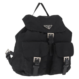 PRADA Backpack Nylon Black Silver Auth 159782