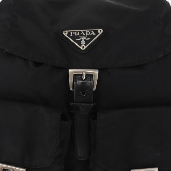 PRADA Backpack Nylon Black Silver Auth 159782