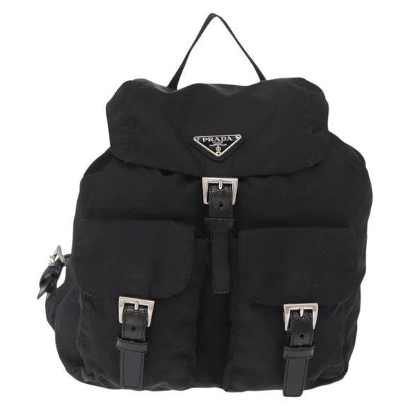 PRADA Backpack Nylon Black Silver Auth 159782