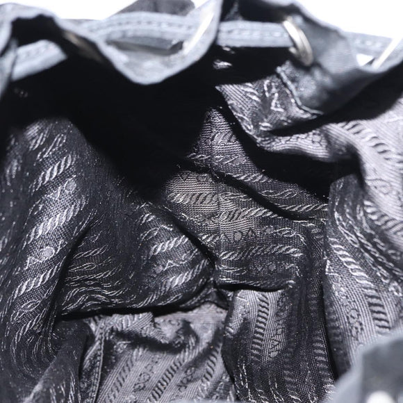 PRADA Backpack Nylon Black Silver Auth 159782