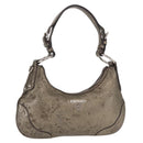 PRADA Shoulder Bag Leather Bronze Silver Auth 159784-1