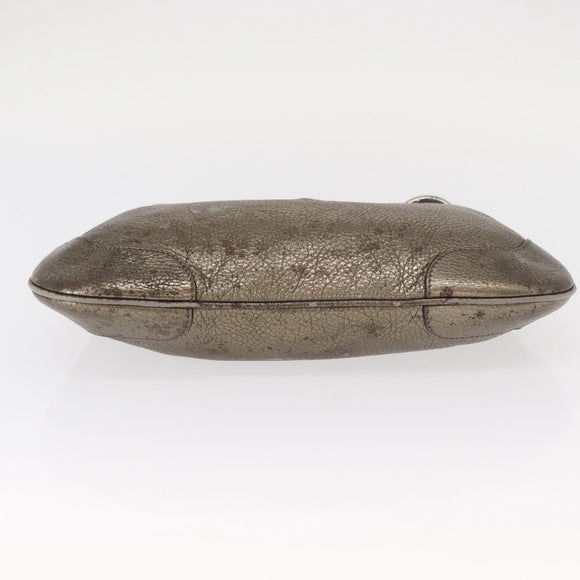 PRADA Shoulder Bag Leather Bronze Silver Auth 159784