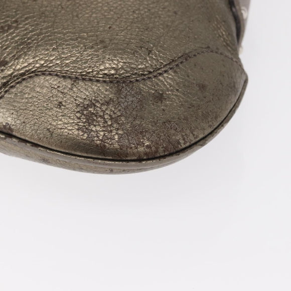 PRADA Shoulder Bag Leather Bronze Silver Auth 159784