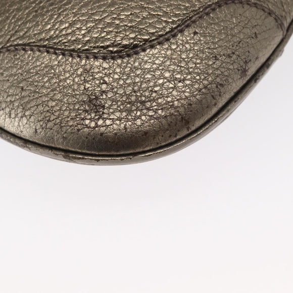 PRADA Shoulder Bag Leather Bronze Silver Auth 159784