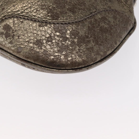 PRADA Shoulder Bag Leather Bronze Silver Auth 159784