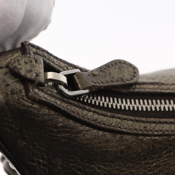 PRADA Shoulder Bag Leather Bronze Silver Auth 159784