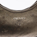 PRADA Shoulder Bag Leather Bronze Silver Auth 159784-19
