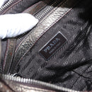 PRADA Shoulder Bag Leather Bronze Silver Auth 159784-20