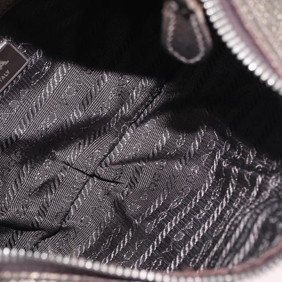 PRADA Shoulder Bag Leather Bronze Silver Auth 159784