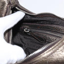 PRADA Shoulder Bag Leather Bronze Silver Auth 159784-23