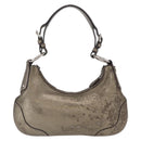 PRADA Shoulder Bag Leather Bronze Silver Auth 159784-2