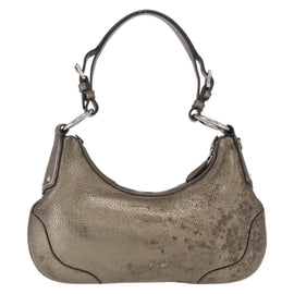 PRADA Shoulder Bag Leather Bronze Silver Auth 159784 - 0