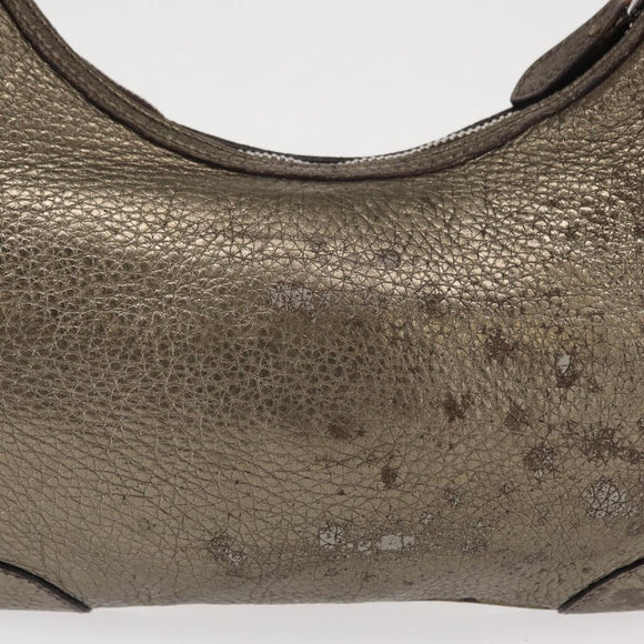 PRADA Shoulder Bag Leather Bronze Silver Auth 159784