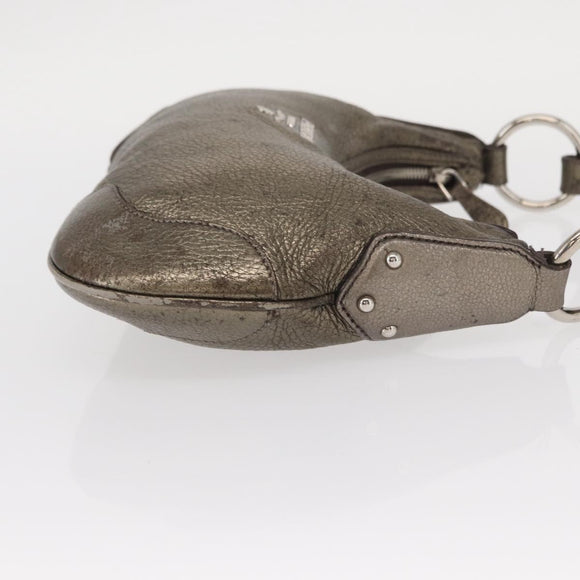 PRADA Shoulder Bag Leather Bronze Silver Auth 159784
