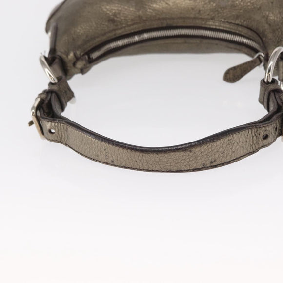 PRADA Shoulder Bag Leather Bronze Silver Auth 159784