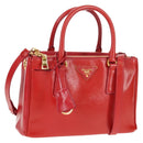 PRADA Galleria Hand Bag Safiano leather 2way Red Gold Auth 159785V-1