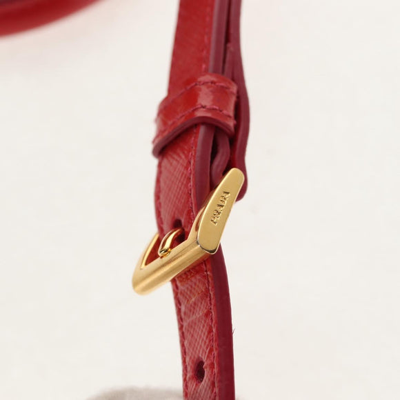 PRADA Galleria Hand Bag Safiano leather 2way Red Gold Auth 159785V