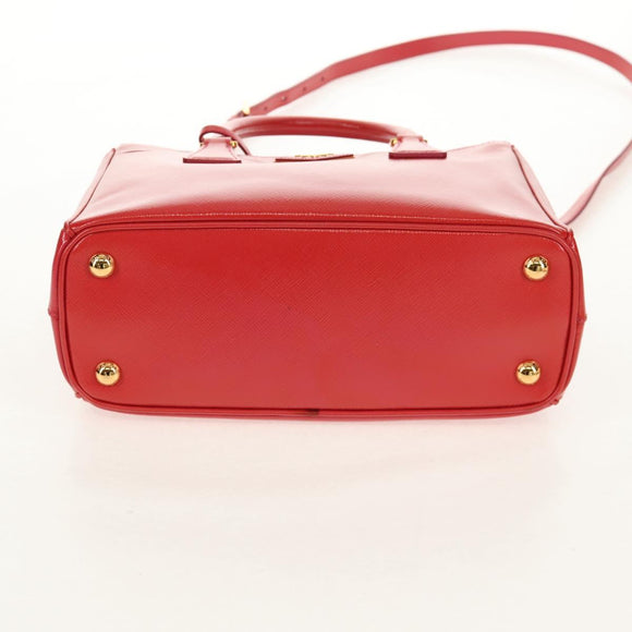 PRADA Galleria Hand Bag Safiano leather 2way Red Gold Auth 159785V